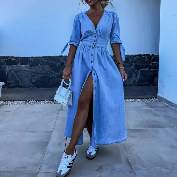 Olsen – Denim-Maxikleid für einen coolen Look mit femininer Note